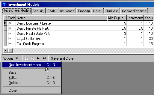 Add New Investment Model to Library